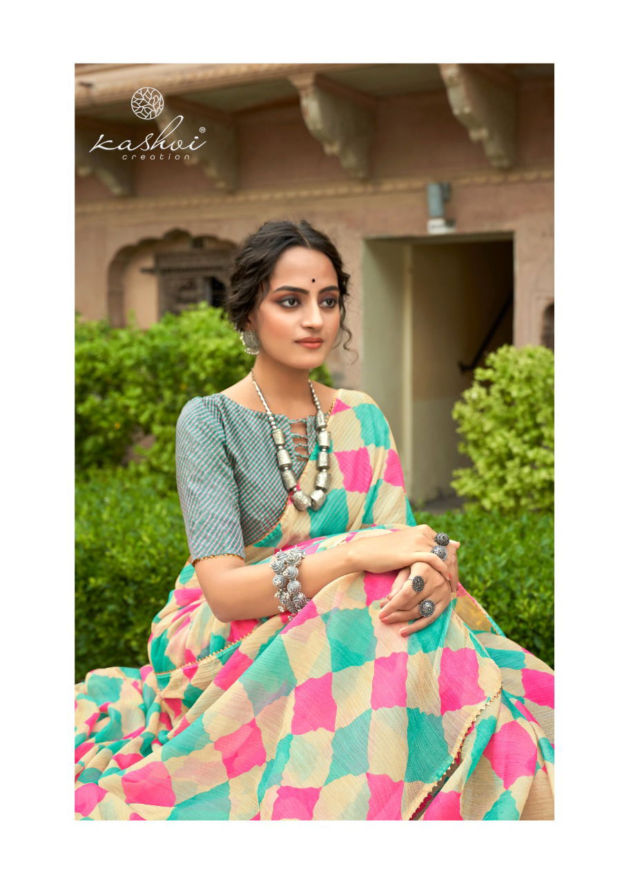 Kashvi Tanishq Fancy Printed Designer Chiffon Ethnic Wear Saree Collection 